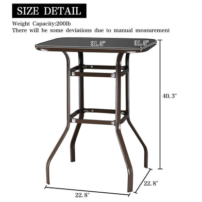 US Local Brown Wrought-iron Glass High Bar Table