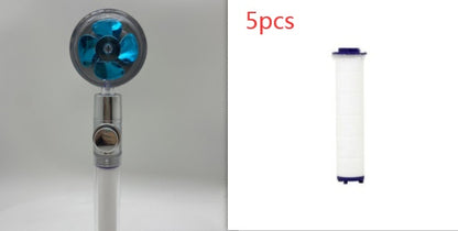 US Local Shower Head Water Saving Flow 360 Degrees Rotating With Small Fan ABS Rain High Pressure Spray Nozzle Bathroom Accessories