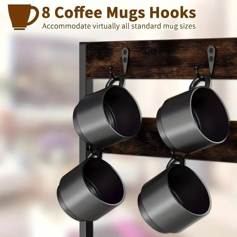 Coffee Maker Storage Rack Coffee Bean Accessories Organizer Sturdy K-Cup Storage Drawer With Cup Holder Coffee Maker Stand Kitchen And Office Countertop Storage Rack