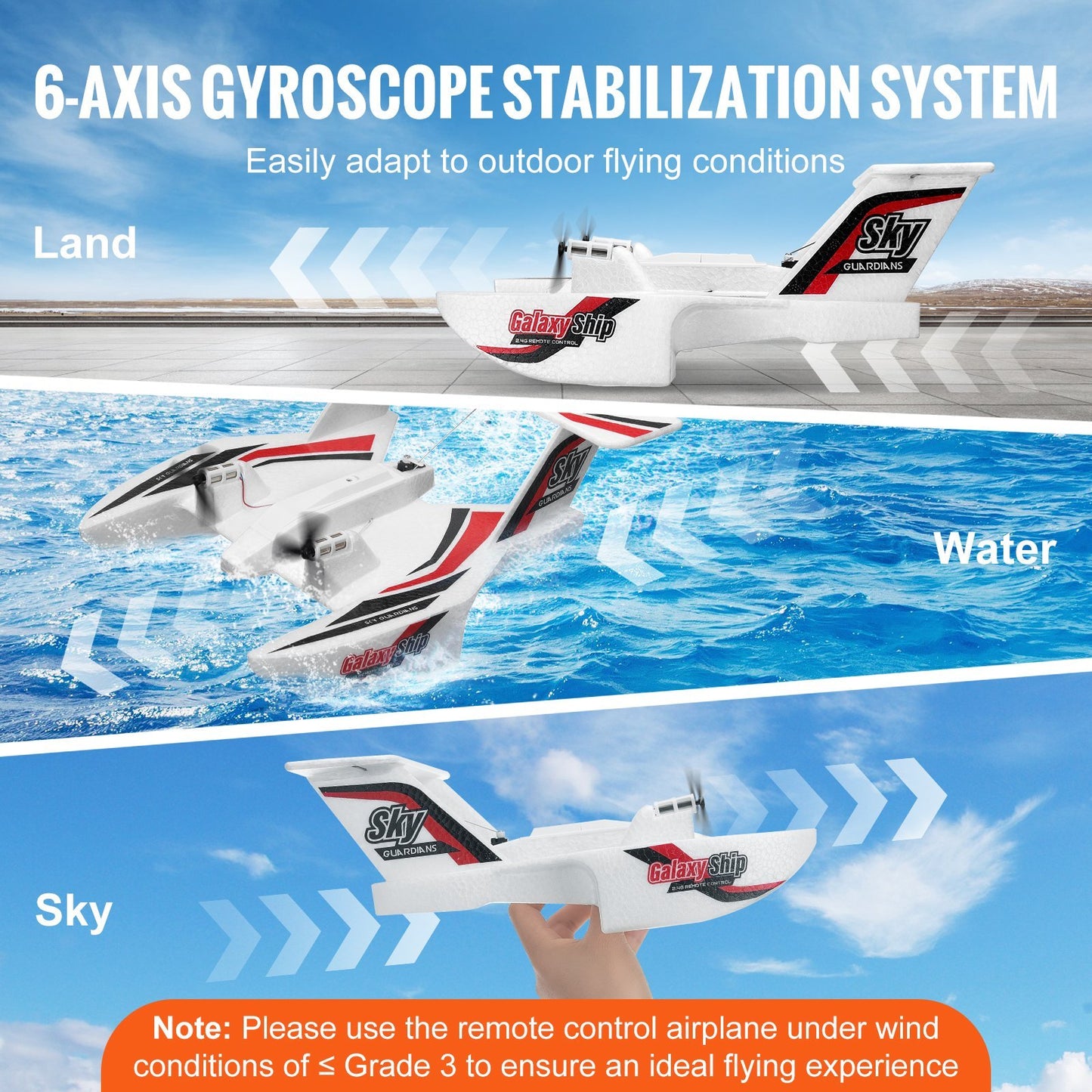 US Local VEVOR RC Airplane Amphibious EPP Foam RC Plane Toy With 2.4 GHz Remote Control