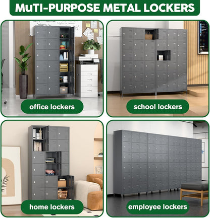 US Local Metal Lockers For Employees With 18 Door,Metal Storage Locker With Lock For School Garage Gym Office Home Bedroom,Assembly Required,18 Doors Dark Grey