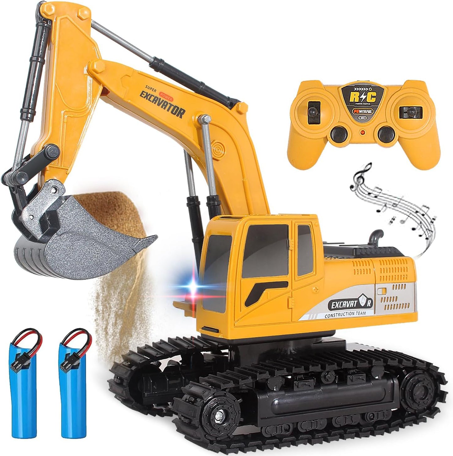 US Local 2025 Remote Control Excavator RC Digger Truck Construction Vehicles Boys Toys,with Metal Shovel & Light.Boy Presents, Birthday Presents,Logistics Is Sent Randomly By UPS,USPS