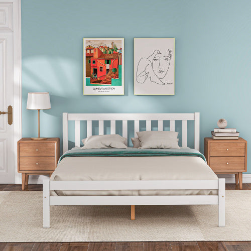 UK Local Wooden Bed Frame, Double Bed 4ft6 Solid Wooden Bed Frame, Bedroom Furniture For Adults, Kids, Teenagers, 135 X 190 Cm