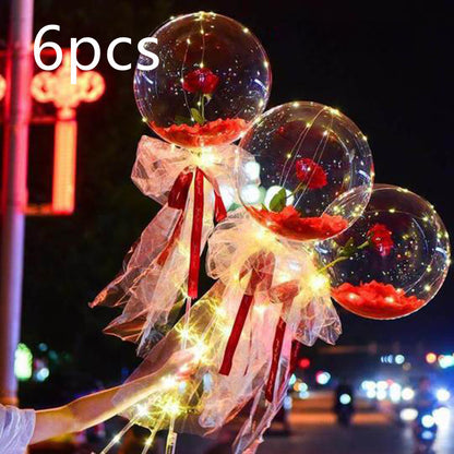 US Local LED Luminous Balloon Rose Bouquet Transparent Bobo Ball Rose