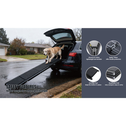 US Local Dog Ramp For Car 71 Long  19.5 Wide Portable Dog Ramps For Large Dogs With Non-Slip Rug Surface Dog Car Ramp For SUV Car  Truck, Folding Dog Ramp Up To 250LBS