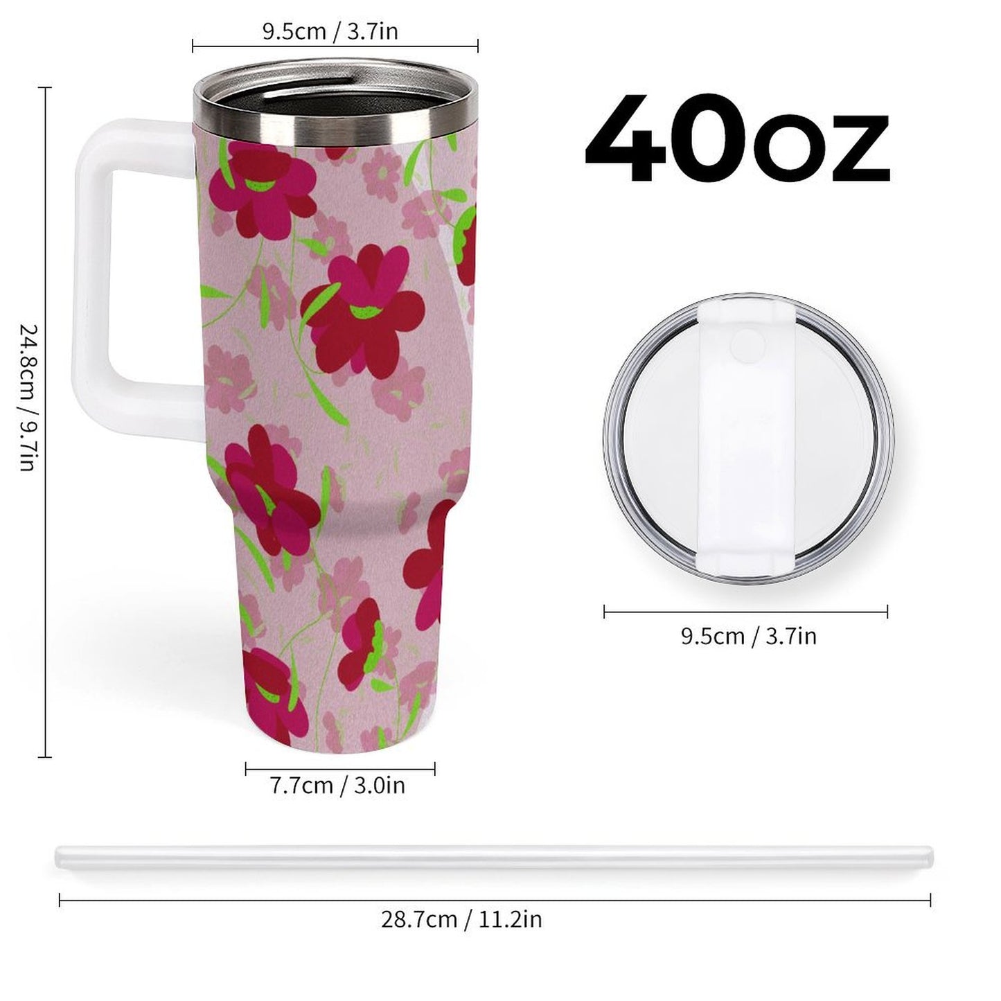 PHDT00029 POD US Local Tumbler 40 oz Large Capacity Car Cup Rose Saffron, Noble,  Flowers