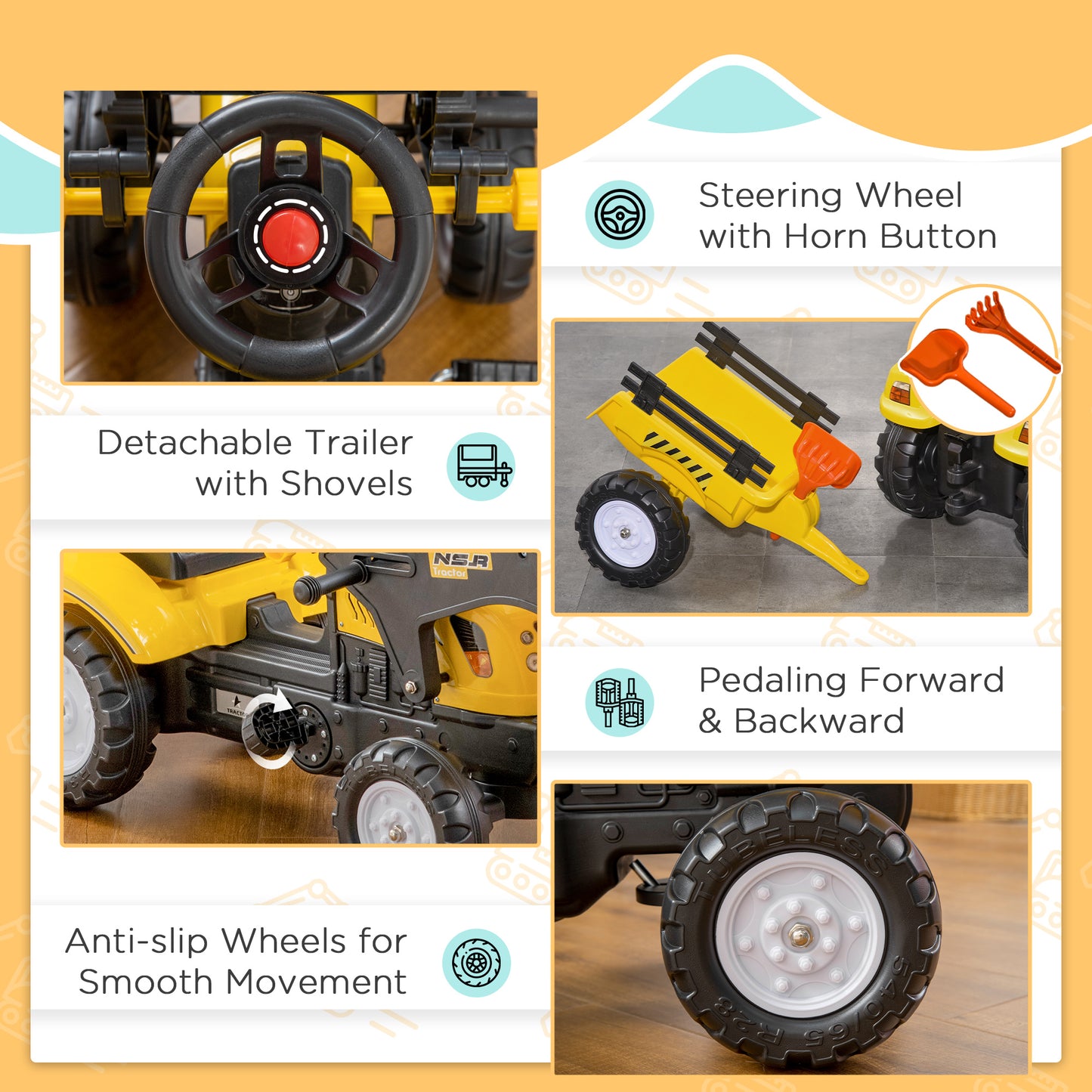 US Local Ride-On Kids Bulldozer/Excavator Toy with Real Working Dirt Bucket