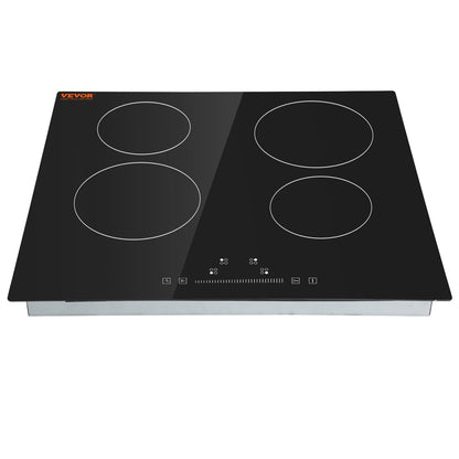 US Local VEVOR Built In Electric Stove Top, 23.2 X 20.5 Inch 4 Burners, 240V Glass Radiant Cooktop With Sensor Touch Control, Timer & Child Lock Included, 9 Power Levels For Simmer Steam Slow Cook Fry