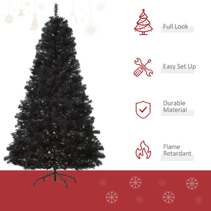 US Local 7ft Artificial Christmas Tree Unlit Douglas Fir With Realistic Branches And 1346 Tips, Black Halloween Style