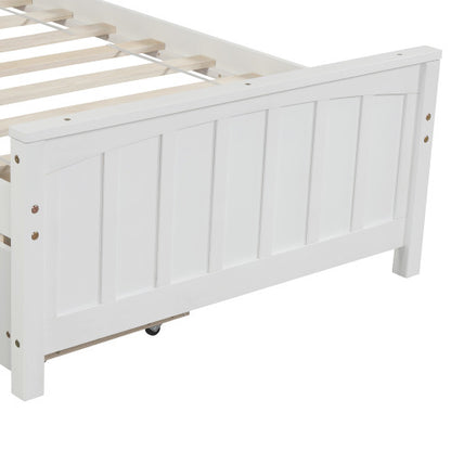 US Local Twin Size Platform Bed With Two Drawers, White