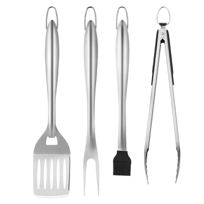 US Local 4PCS Grilling Tool Set BBQ Grill Accessories Stainless Steel Barbecue Utensil
