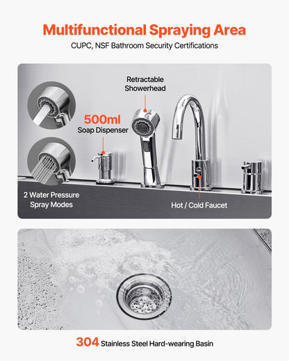 US Local 61 Inch Dog Grooming Bath Tub Stainless Steel W Ramp Water Filter