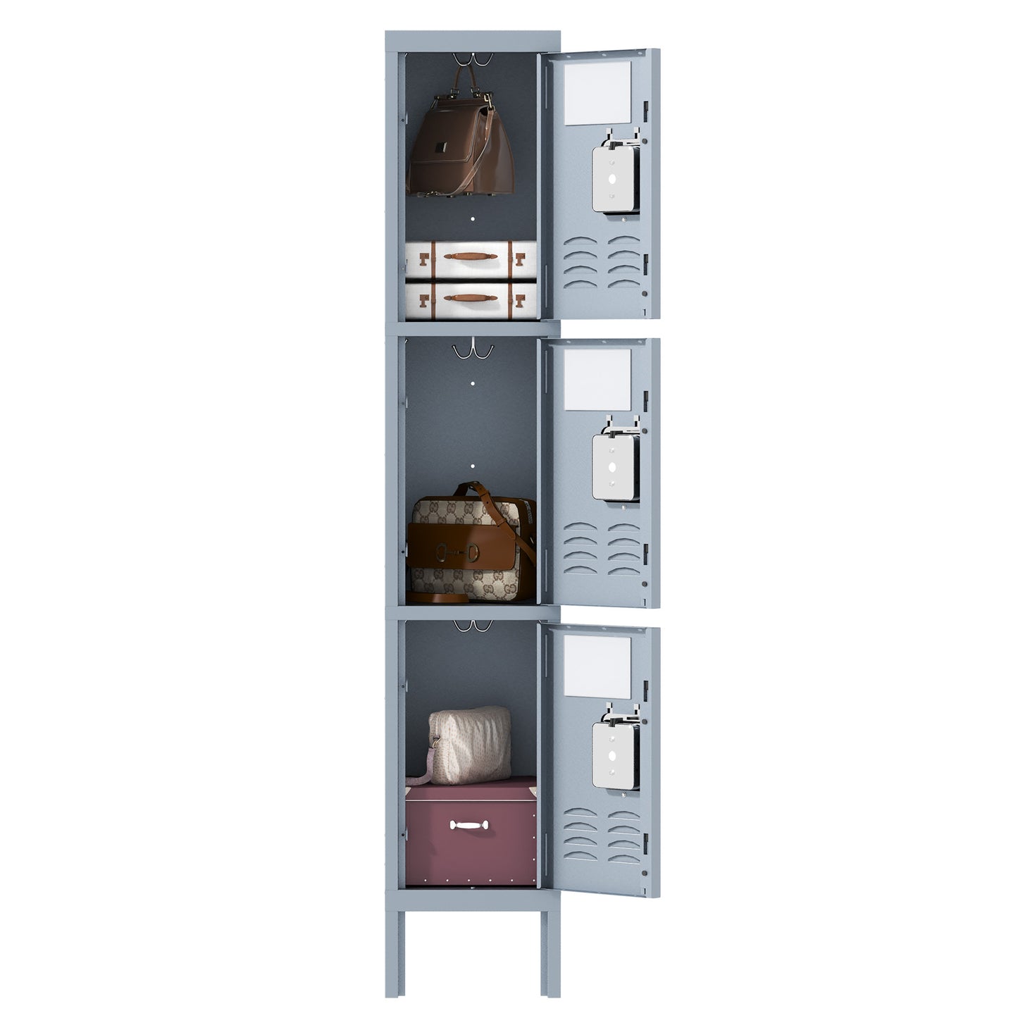 US Local Metal Lockers For Employees With 3 Door Storage Locker For Employees Gym School Home Office Garage - Assembly Required Gray