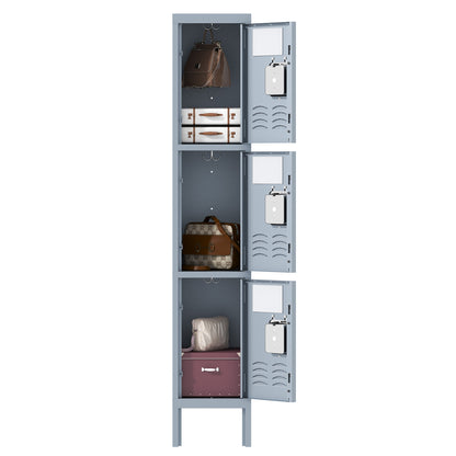 US Local Metal Lockers For Employees With 3 Door Storage Locker For Employees Gym School Home Office Garage - Assembly Required Gray