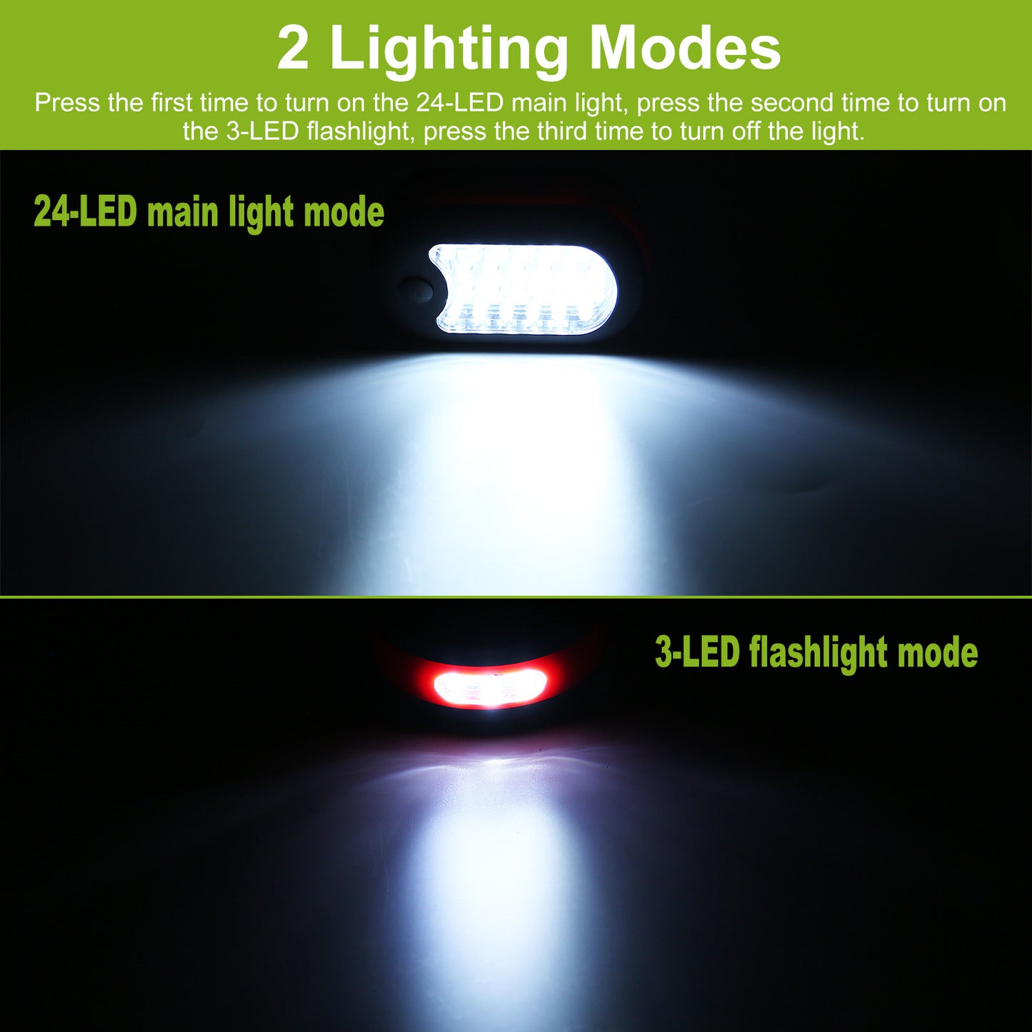 US Local 1Pc Magnetic LED Work Light With Hook Compact Flashlight For Camping Hiking Emergency