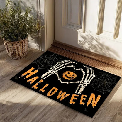 US Local Halloween Pumpkin Ghost Home Decor Doormat, Suitable For Entrance, Bedroom, Living Room, Bathroom, Kitchen, Absorbent And Non-Slip Rug