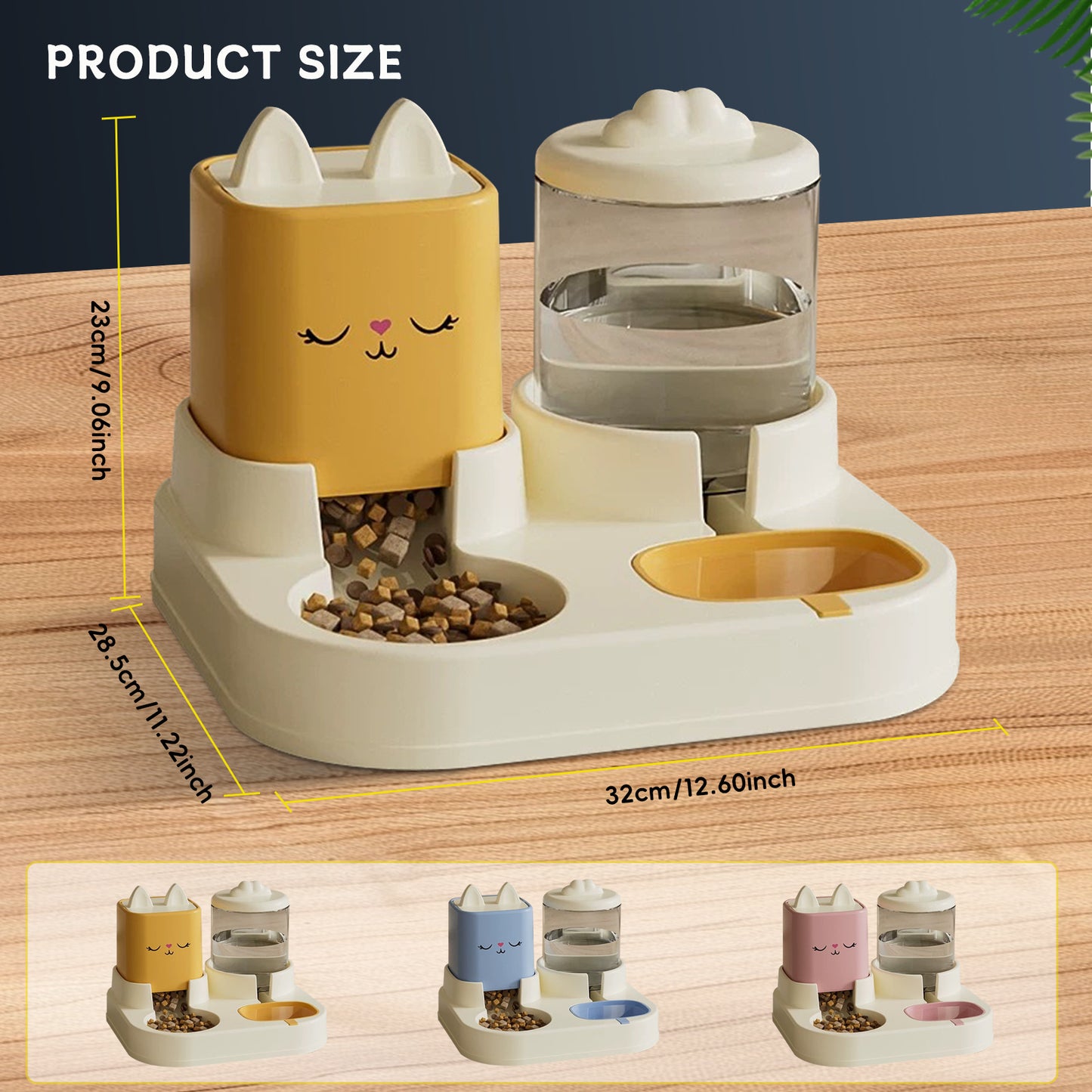 US Local Super Cute Appearance Pet Feeding And Drinking Device, Cleverly Designed With Dry And Wet Separation, Automatic Water Addition, Universal For Cats And Dogs, Easily Solves Feeding Problems, And Makes P