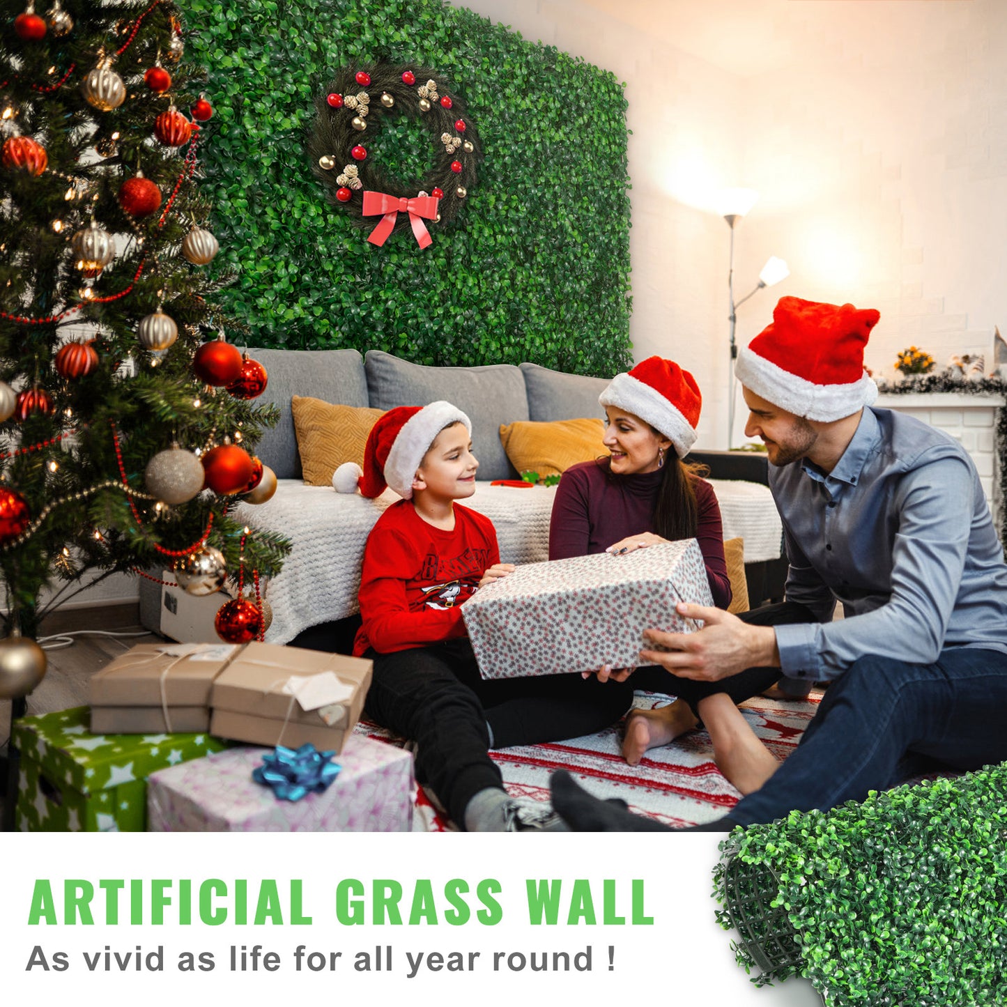 US Local VEVOR 12PCS 20x20inch Artificial Boxwood Panels,Boxwood Hedge Wall Panels,Artificial Grass Backdrop Wall ,Privacy Hedge Screen UV Protected For Outdoor Indoor Garden