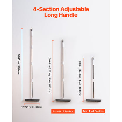 US Local Pet Hair Removal Broom 58.46 In Adjustable Long Handle Pet Hair Rubber Broom