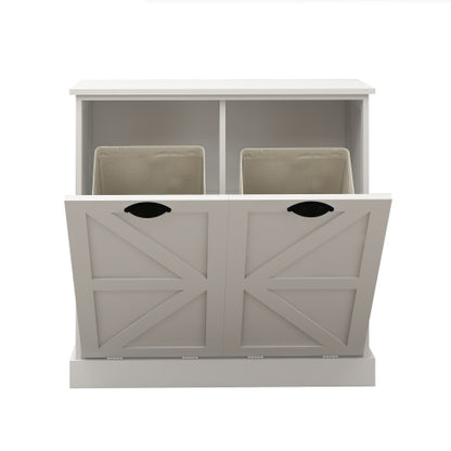 US Local Two-Compartment Tilt-Out Laundry Sorter Cabinet-White