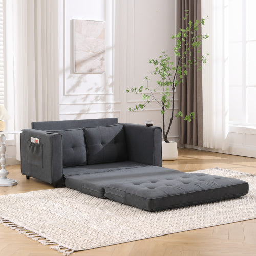 US Local VIDEO Provided 3-in-1 Upholstered Futon Sofa Convertible Sofa Bed,Foldable Tufted Loveseat With Pull Out Sleeper Couch Bed