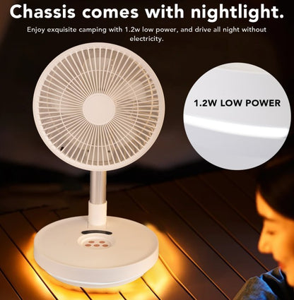 US Local Indoor & Outdoor Retractable LED Fan Oscillating Standing Fan Rechargeable Pedestal Fan