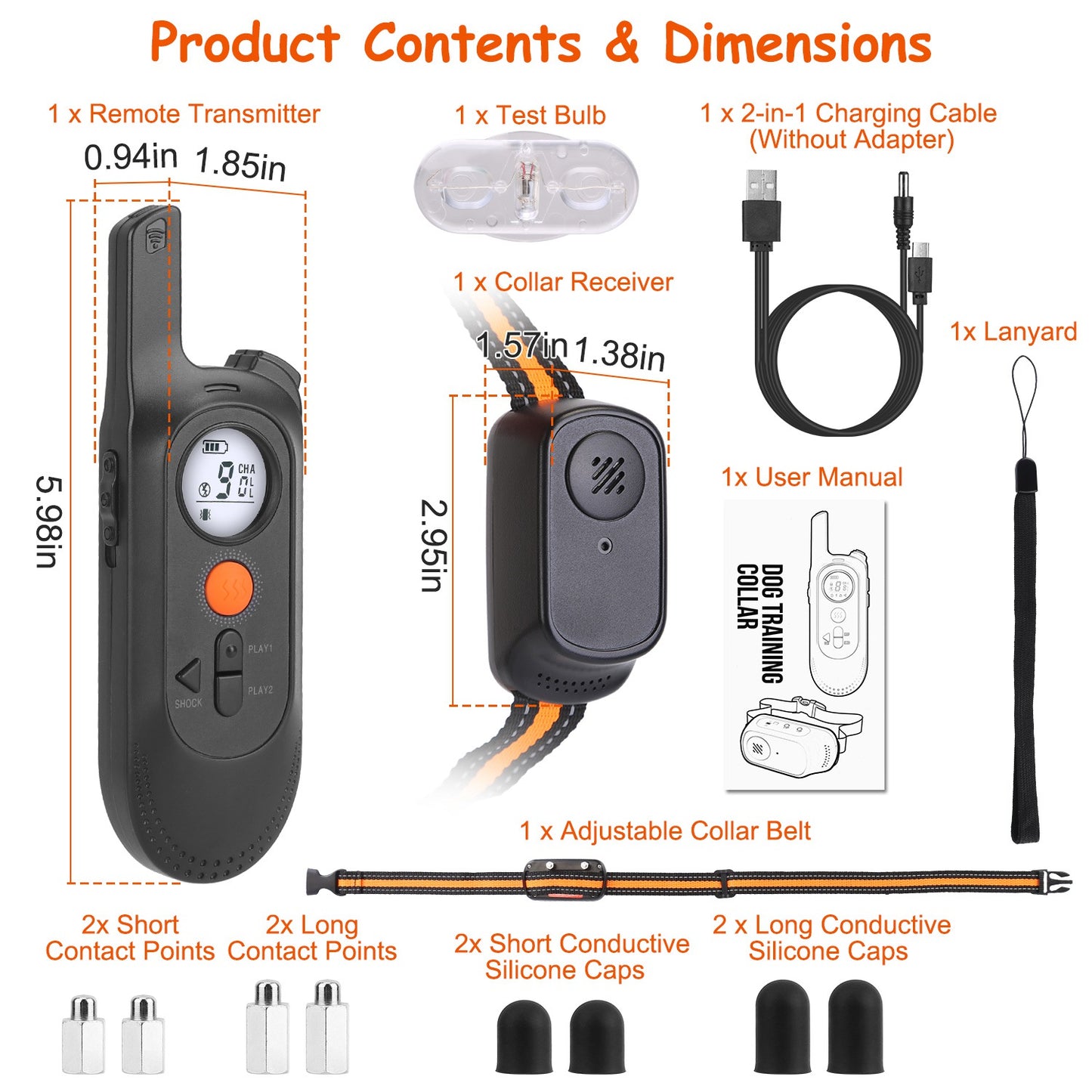 US Local 1Pc 984FT Dog Training Collar IP65 Waterproof Pet Beep Vibration Electric Shock Collar 3 Channels Rechargeable Transmitter Receiver Trainer With Recording Safety Keypad Lock
