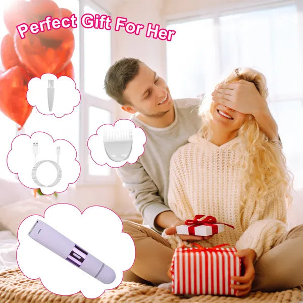 US Local 2 In 1 Bikini Trimmer For Women Dual Head Cordless Body Shaver IPX5 Waterproof Rechargeable Pubic Hair Razor Wet And Dry Use For Bikini Underarm Leg Arm Body Face