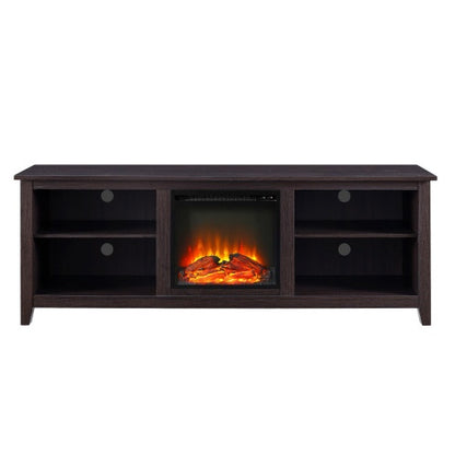 US Local Modern Transitional Wood Fireplace TV Stand For TVs With 2 Shelves