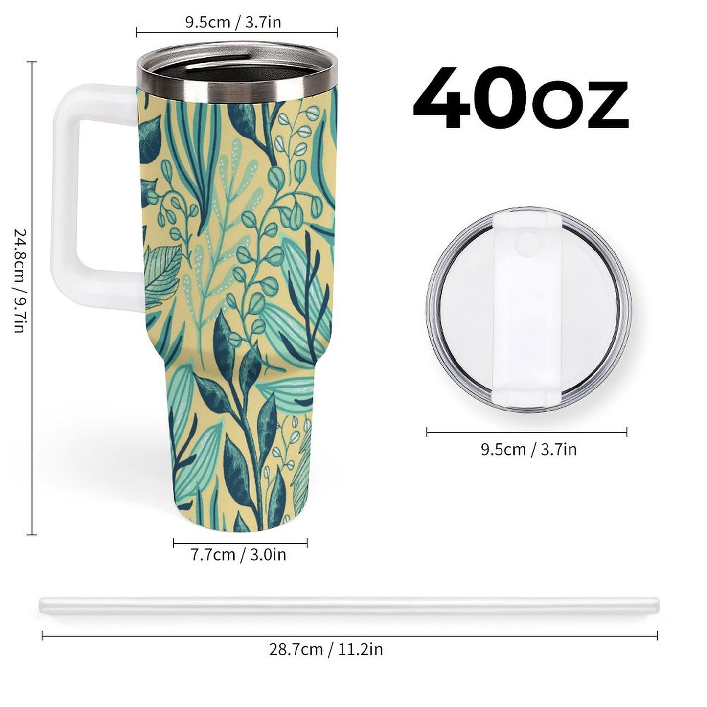 PHDT00093 POD US Local Tumbler 40 oz Large Capacity Car Cup Leaves, Yellow, Green