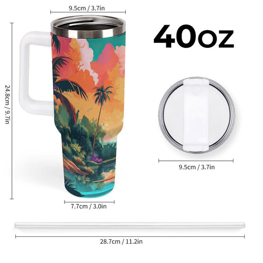 PHDT00143 POD US Local Tumbler 40 oz Large Capacity Car Cup Tropical, Island, Scenery
