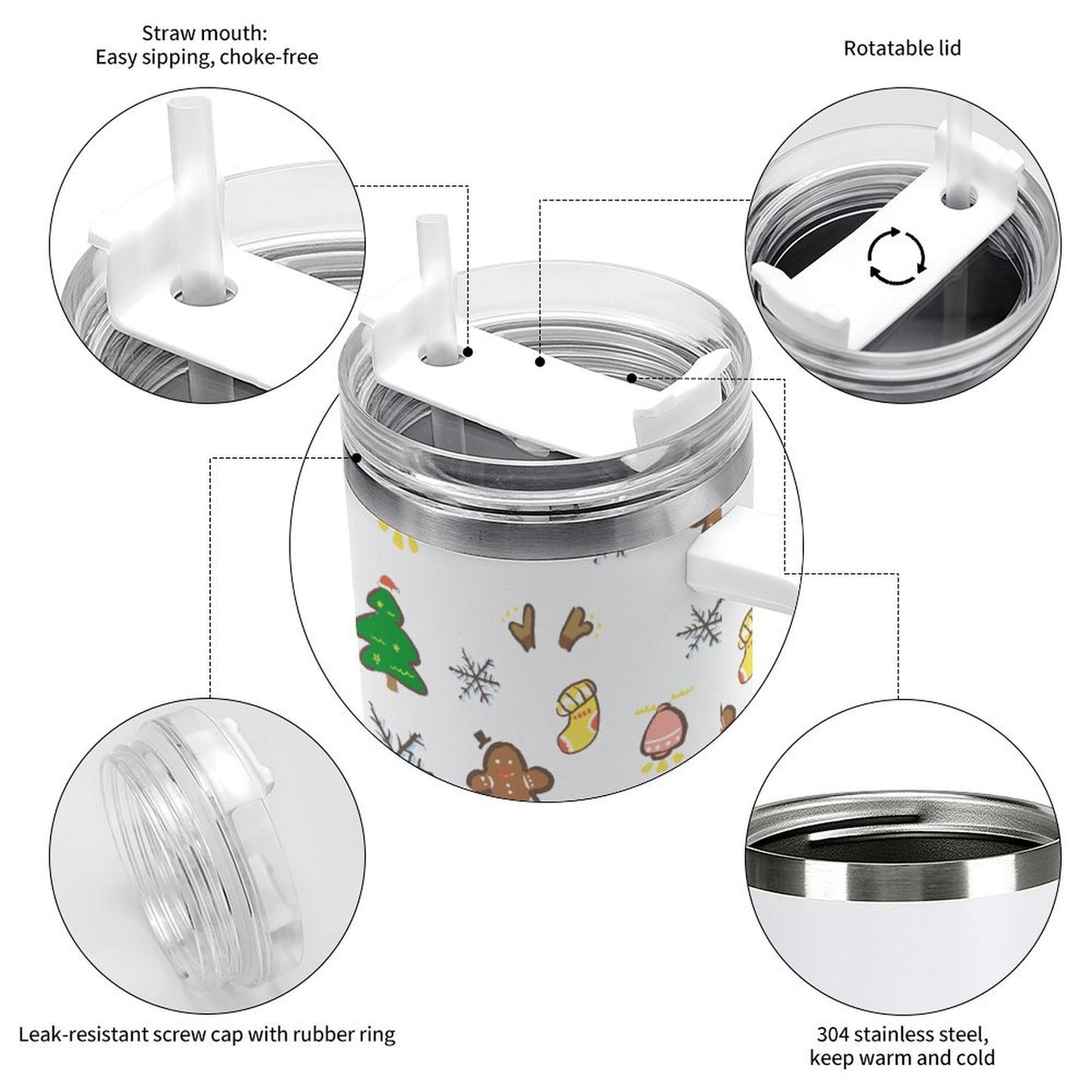 POD US Local Tumbler 40 oz Large Capacity Car Cup Christmas