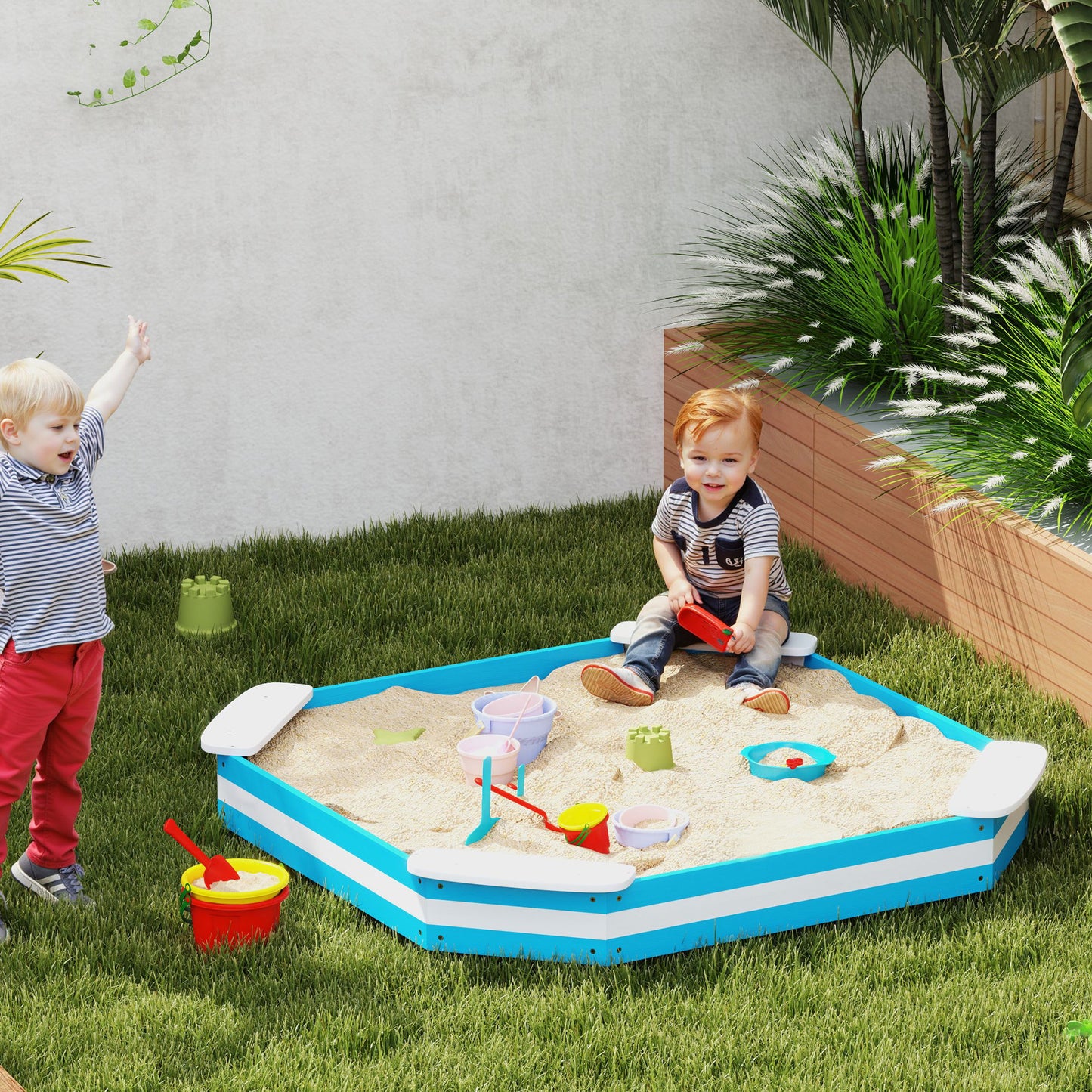 US Local Kids Sandbox with 4 Corner Seats