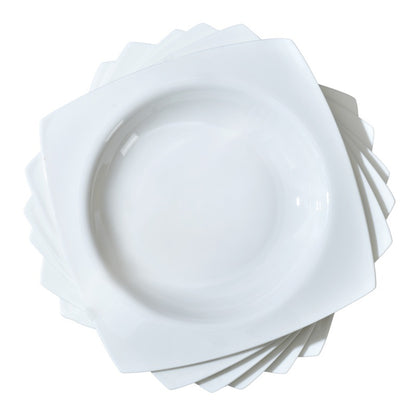 US Local 6-piece Set Of White Bone China 9.5-inch Square Soup Plate