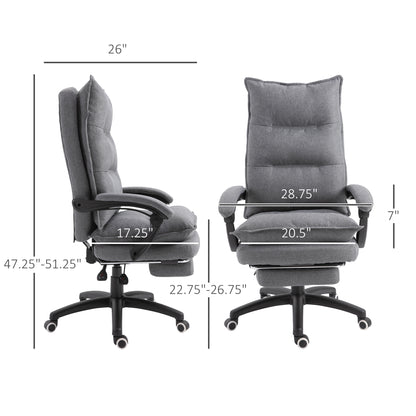 US Local Vinsetto Executive Office Chair, 360 Swivel, Adjustable Recliner With Retractable Footrest, Gray