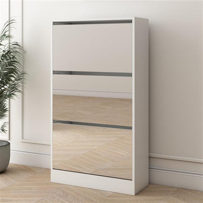 US Local Narrow Shoe Storage Cabinet With Mirror