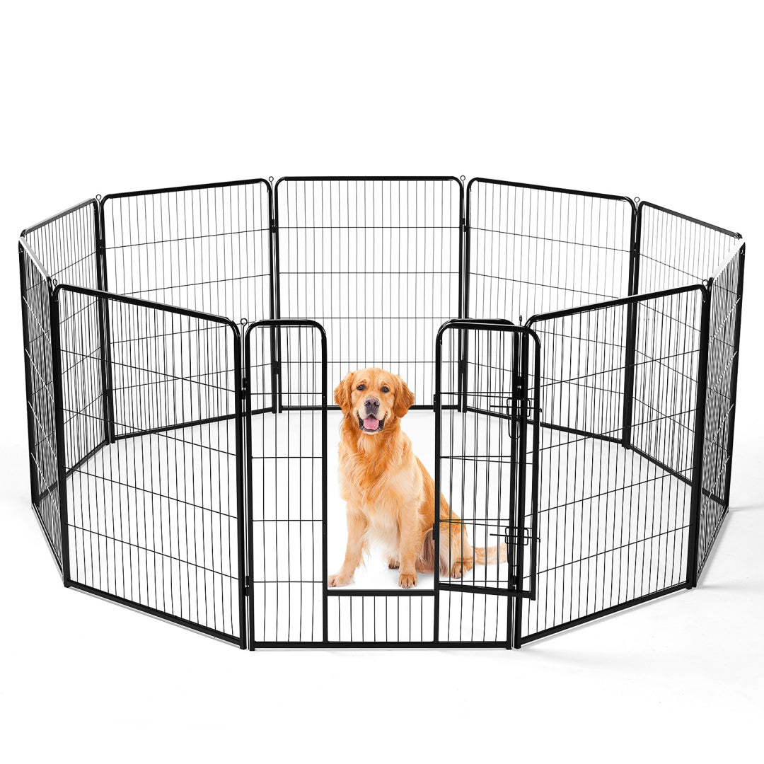 US Local Dog Playpen Indoor Fence Height Metal Exercise Pen With Door Small Puppy-Medium-Large Dogs Animal Pet For Outdoor, Garden, Yard