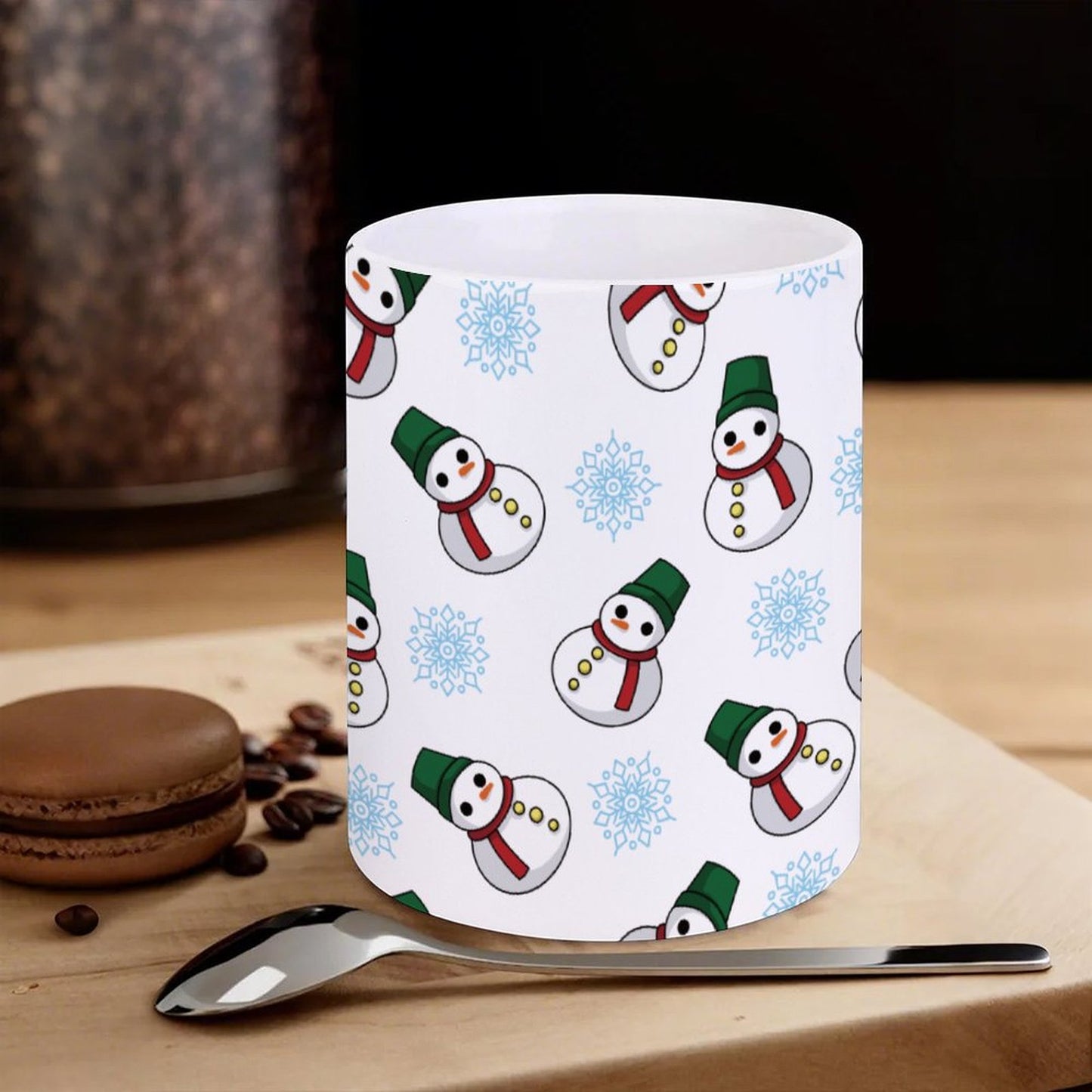 POD US Local White mug with full print, Christmas Snowman Snowflake 0065