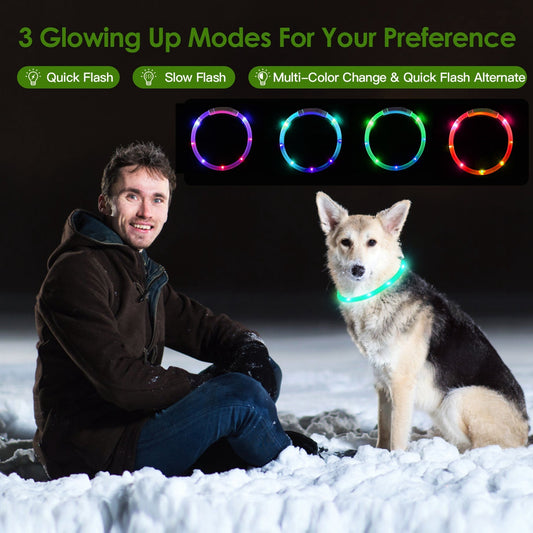 US Local 1 Pc USB Rechargeable LED Dog Collar Multi Color Lighting Dog Safety Collar Cuttable Length Glow Dog Collar For Small Medium Large Dog Night Walking