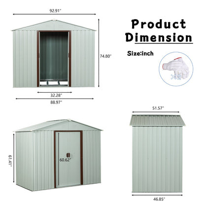 US Local 8ft X 4ft Outdoor Metal Storage Shed White YX48