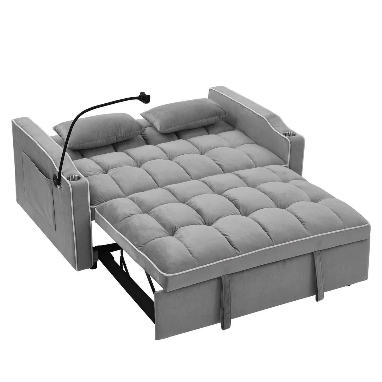 US Local 55.51 Inch Versatile Foldable Sofa Bed In 3 Lengths, Modern Sofa Sofa Sofa Velvet Pull-out Bed, Adju