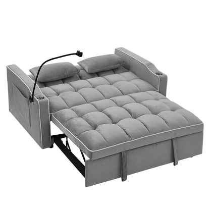 US Local 55.51 Inch Versatile Foldable Sofa Bed In 3 Lengths, Modern Sofa Sofa Sofa Velvet Pull-out Bed, Adju