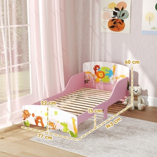 UK Local AIYAPLAY Cute Animal-Themed Toddler Bed, With Safety Rails, 143 X 77 X 60cm