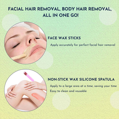 US Local Waxing Kit 19 Items, WUWUVISTA Hair Removal Wax Kit With Wax Melt Warmer Waxing Beads For Face, Brazilian, Full Body, Bikini Suitable For Plugs Of American & European Specifications