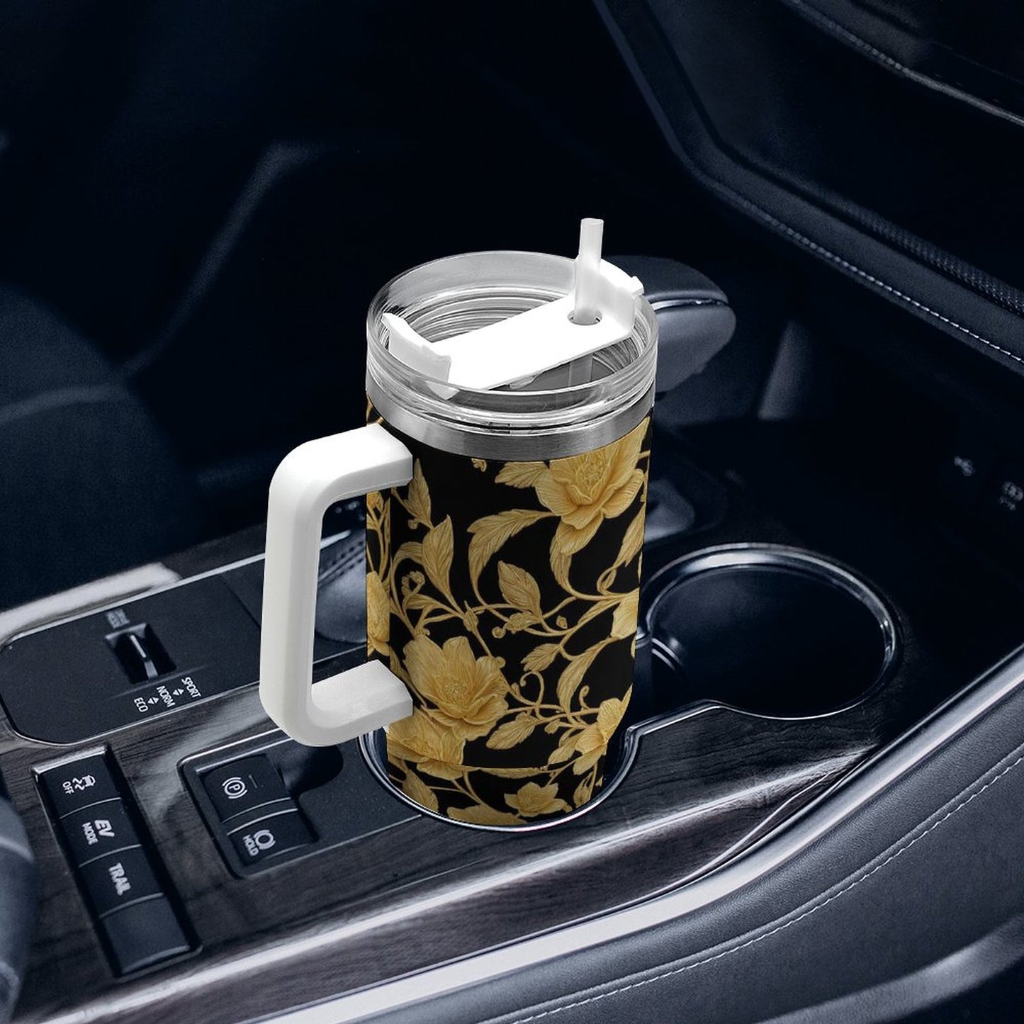 PHDT00033 POD US Local Tumbler 40 oz Large Capacity Car Cup Gold, Flowers
