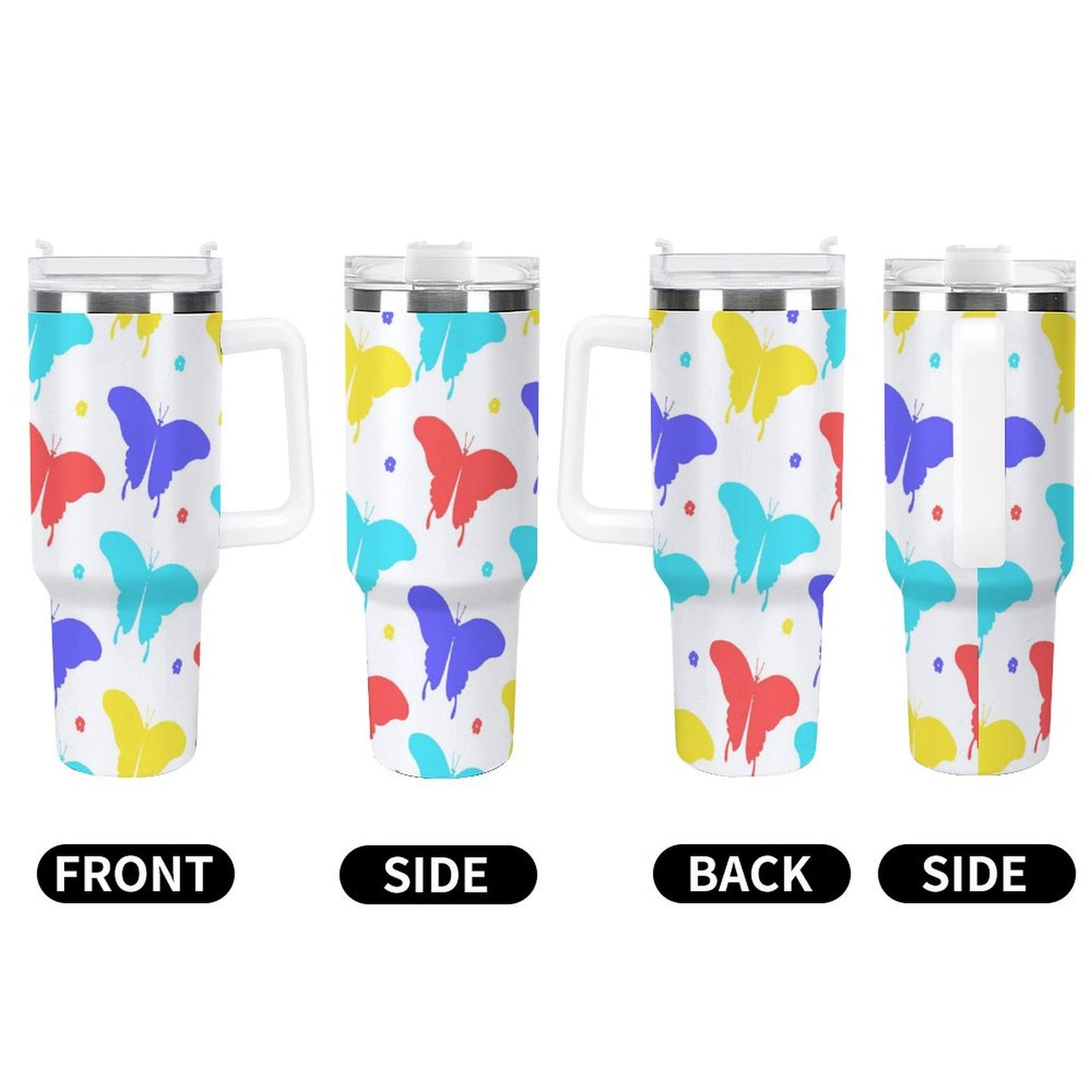 PHDT00495 POD US Local Tumbler 40oz Large Capacity Car Cup Butterfly Red Blue ellow