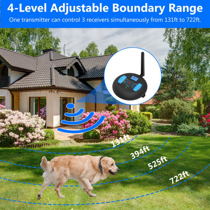 US Local 1Set Wireless Electric Dog Fence Pet Shock Boundary Containment System Electric Training Collar For Small Medium Large Dogs