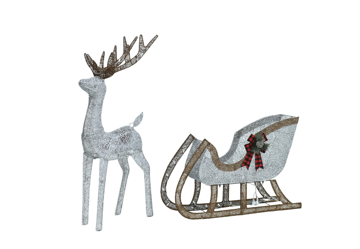 US Local 48-inch Christmas Reindeer And 38-inch Sleigh Decorations Create A Festive Atmosphere, Suitable For Indoor And Outdoor Scenes, A Must-have For Christmas