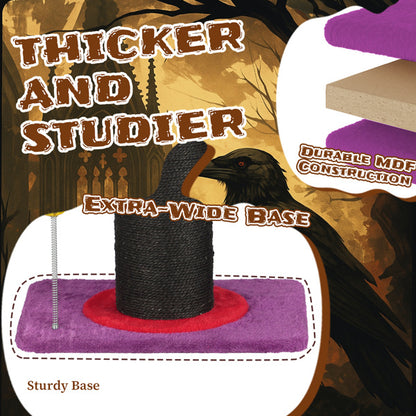 US Local Wizard Hat Cat Scratching Post With Spring Ball Toy For Indoor Cats, Halloween Spooky Cat Scratcher, Purple