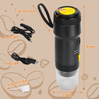 US Local 1Pc Portable Electric Espresso Machine Cordless Coffee Maker Self Heating Car Espresso Maker With Anti Dry Burn Fit For Ground Coffee NS DG Capsules For Car Camping Hiking RV Home Office